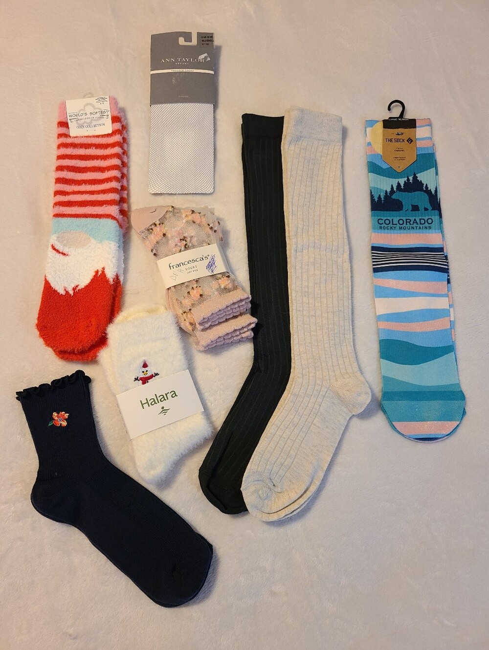 Bundle Of 8 Pairs Assorted Style Womens Socks OS One Size